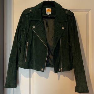 C&C California Hunter Green Leather Suede Jacket Size L